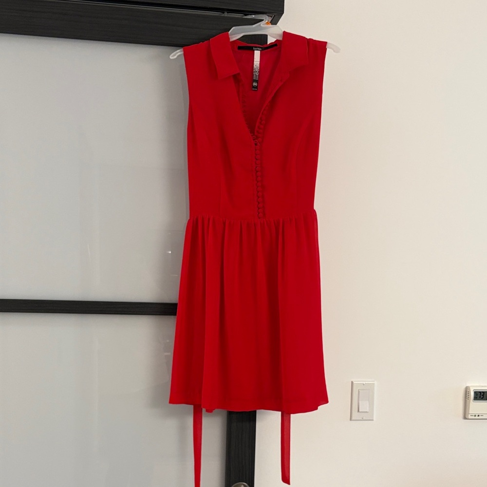 Kensie Red Sleeveless Collared Mini Dress